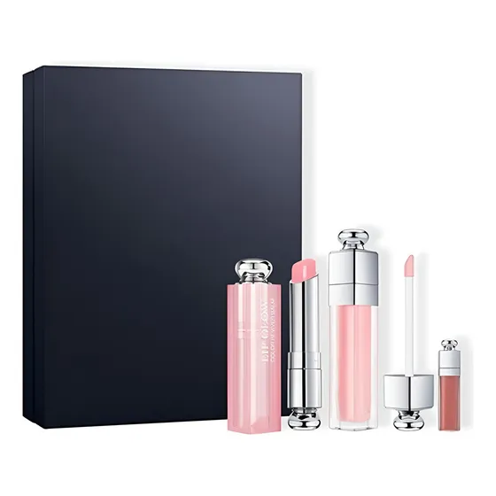 Labial D I O R Labial Glitter Set Lip De Maquillaje 3pcs Color Rosa