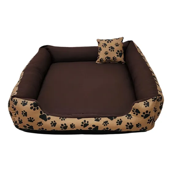 Cama Cachorro Grande 70x80 Com Ziper Desmontavel E Lavavel Cor Marrom Patinhas