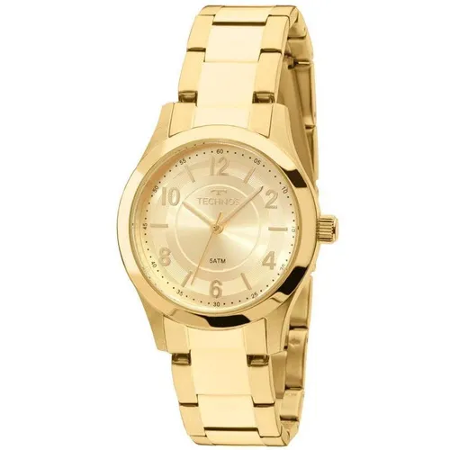 Relógio Technos Feminino Boutique Dourado Pequeno Aço Inox Cor do fundo Pérola