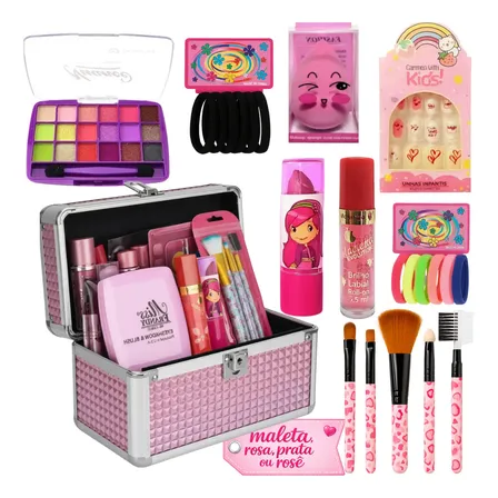 Maleta De Maquiagem Infantil Completa Kit Maquiagem Infantil Rosa