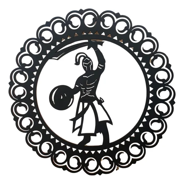 Ogum Mandala 30cm Em Mdf Preto Decoração Espiritual Umbanda