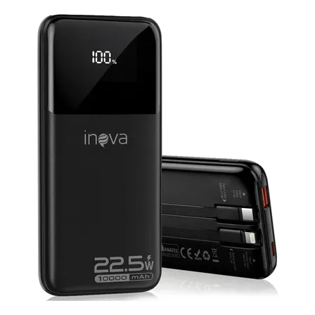 Carregador Portátil Inova Power Bank 10000mAh para iPhone e Samsung Com Carregamento Rápido de 22.5W