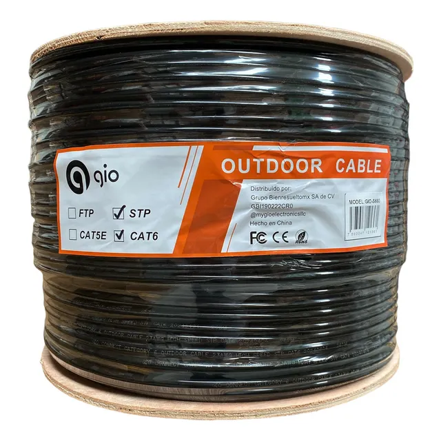 Gio Bobina Cable De Red Utp Cat6 Stp Blindado Con Malla Para Exterior 305mts