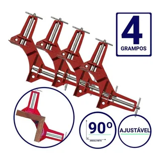 Kit 4 Grampo Sargento Angular 90 Graus Marceneiro Vidraceiro Kit 4 Grampo Sargento Angular 90 Graus Marceneiro Vidraceiro