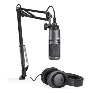 Kit Microfone Stream Podcast Audio Technica At2020usb+pk Cor Preto Kit Microfone Stream Podcast Audio Technica At2020usb+pk Cor Preto