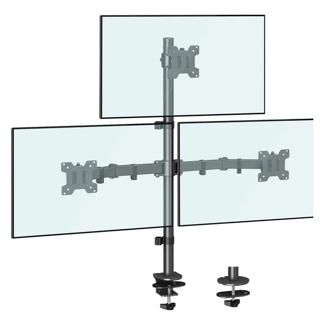 Mountup Soporte De Monitor Triple, Soporte De Escritorio Pa. Color Negro