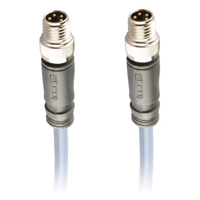 Conector De E/s Macho M8 4 Pin Pur/pp Cable Pvc 2m, Elco 2pz