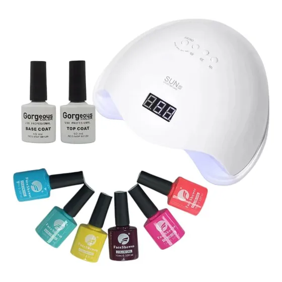 Kit Lampara Base Top Coat + 6 Semi De Regalo