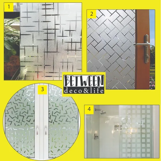 Vinilo Esmerilado Con Diseño Ventanas Mamparas Baño Vidrios
