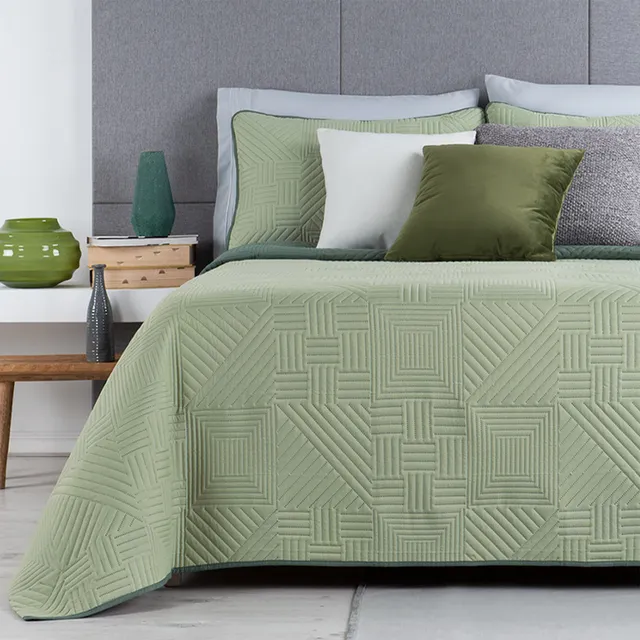 Edredón Ligero Doble Vista Real Textil + 2 Fundas de Almohada, Juego de Colcha King Size, Color Verde - Verde Oscuro