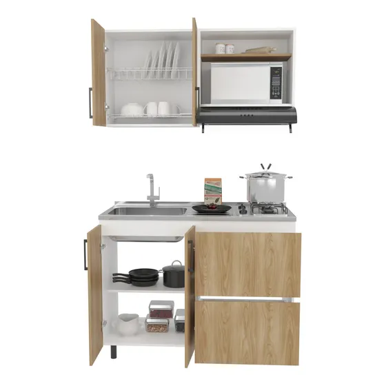 Cocina 120 Cornell Meson Izq Rta Color Fresno Eu Blanco
