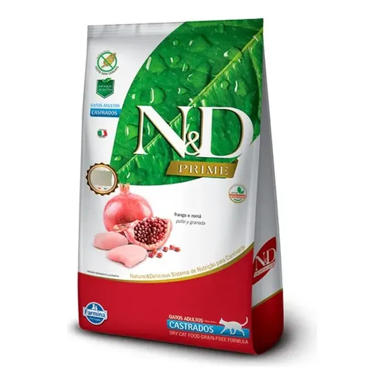 N&D Prime Alimento Seco Grain Free Gato Castrado Pollo Granada 1.5kg | Cuotas sin interés