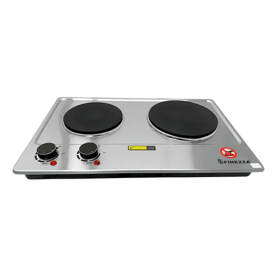 Cocina Eléctrica Finezza 2 Hornillas 2500W Termostato Plateada | Cuotas sin interés