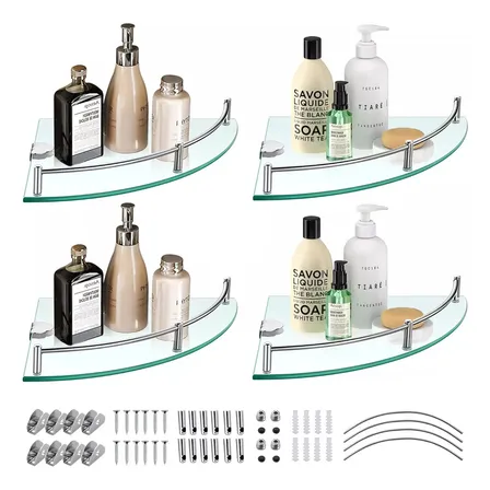 Ducha Organizador Repisas Esquineras De Vidrio Estante 4 Uds