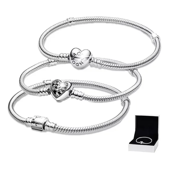 3 Pcs Pulsera Original Joyeria De Plata Con Caja Y Bolso