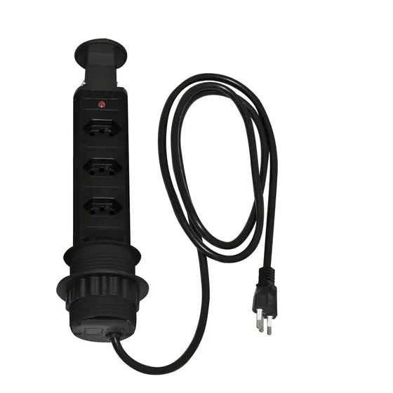 Torre 3 Tomadas Antichoque Retrátil Multiplug Embutir Mesa
