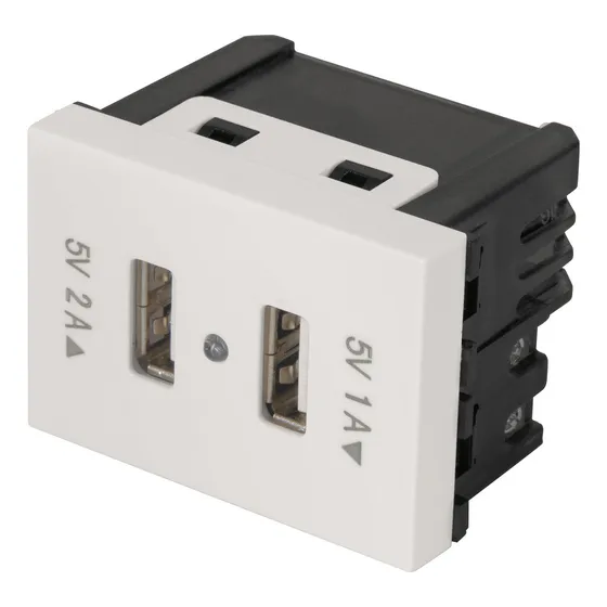 Toma Con 2 Puertos Usb 1.5 Módulos Línea Española Blanco