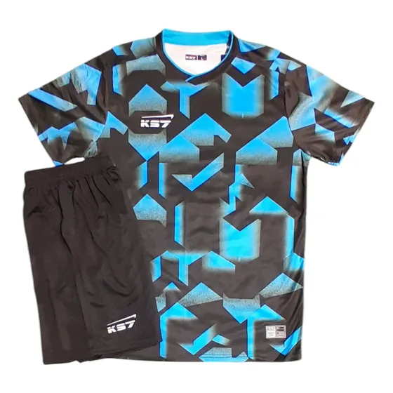 Equipo Fútbol Ks7 14 Un. (incluye N° Camiseta Correlativo) Celeste-negro
