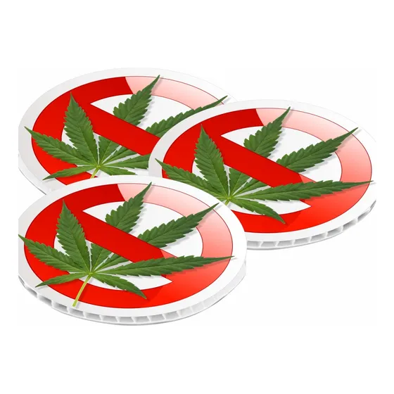Paquete 3 Letreros  No Fumar Marihuana 3d Redondo 15x15 Diam