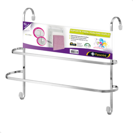 Suporte Para Toalhas Duplo Passerini Cromado De Pendurar Box Banheiro Suporte Para Toalhas Duplo Passerini Cromado De Pendurar Box Banheiro