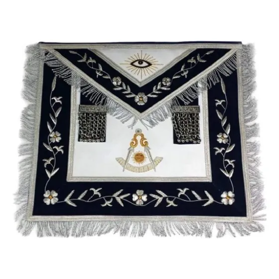 Regalia Lodge Masonic Past Master Delantal Bordado Mano Piel