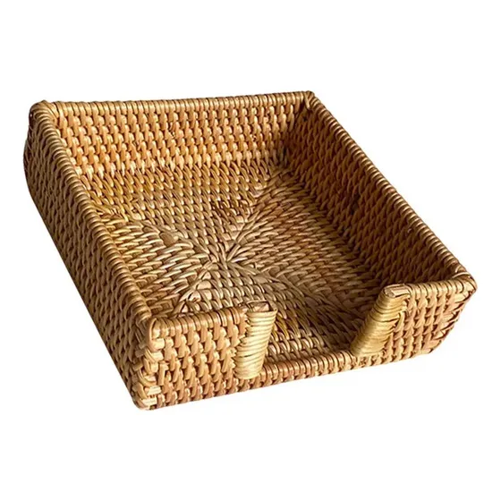 Bandeja De Papel/servilletero De Mimbre 19 X 19 X 6 Cm