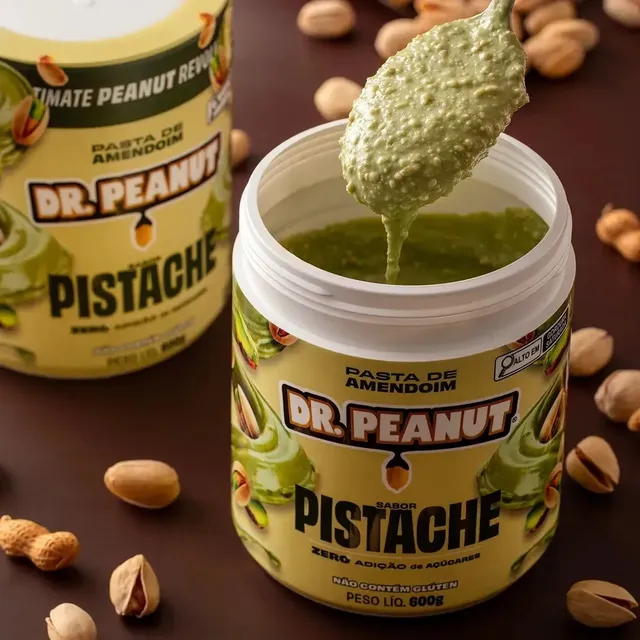 Dr Peanut Novos Sabores Com Whey Gourmet 600g Nutritiva Sabor Pistache