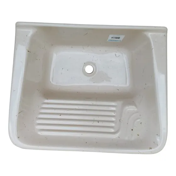 Tanque De Lavar Roupa Bege 60x50 + Válvula Inox Lavanderia