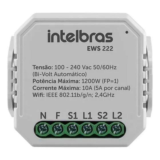 Interruptor Controlador De Cargas Wifi 2/2 Ews 222 Intelbras