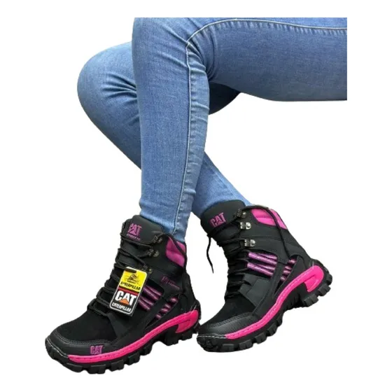 Botas De Dama Negro Con Rosa 