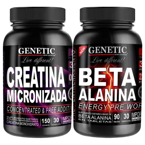 Energía Fuerza Musculos Magros Beta Alanina Creatina Genetic