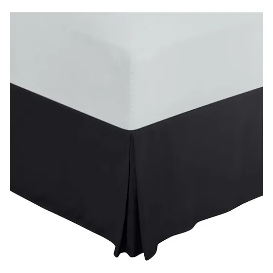 Faldon De Cama King Negro Suave Liso Con Pliegues Az
