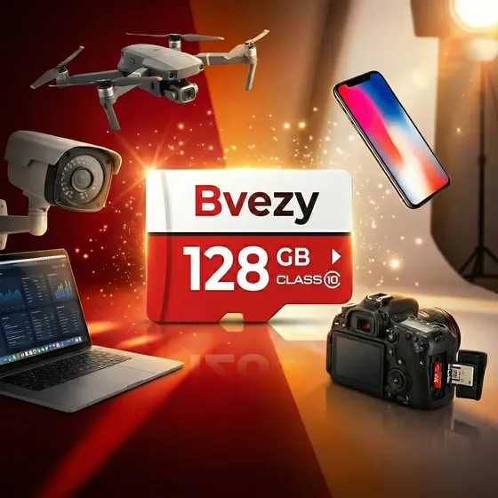 Cartão de Memória Micro SD Bvezy 128 GB Classe 10, com Adaptador SD