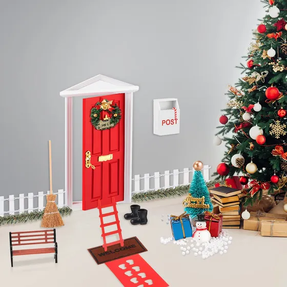 Cunno Juego 20 Pieza Puerta Hada Elfo Navidad Diente Rojo