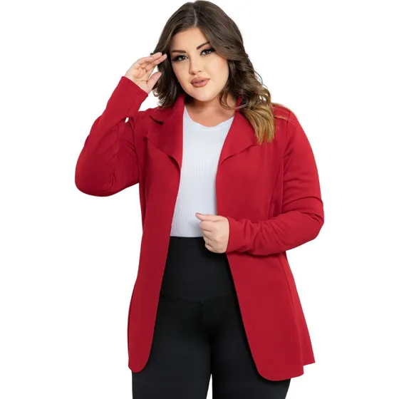 Sobretudo Blazer Longo Casaco Alfaiataria Social Plus Size