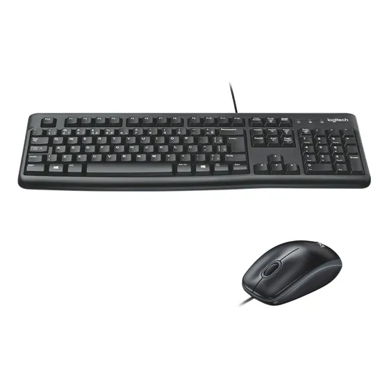 Combo Teclado e Mouse com fio USB Logitech MK120 Layout ABNT2