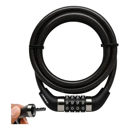 Cadeado Bicicleta Antifurto Trava Com Senha Aço Reforçado Para Bike Moto Corrente Portão Coolmusic Cor Preto