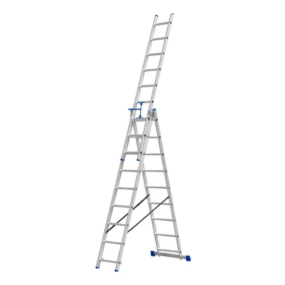 Escalera Extensible 3 Secciones X 9 Escalones Wadfow Wld6539 Color Plateado
