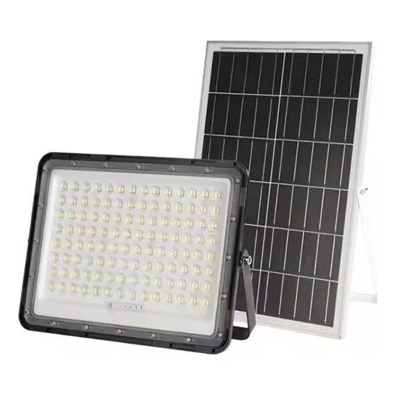 Reflector Led Con Panel Solar 100w Luz Blanca