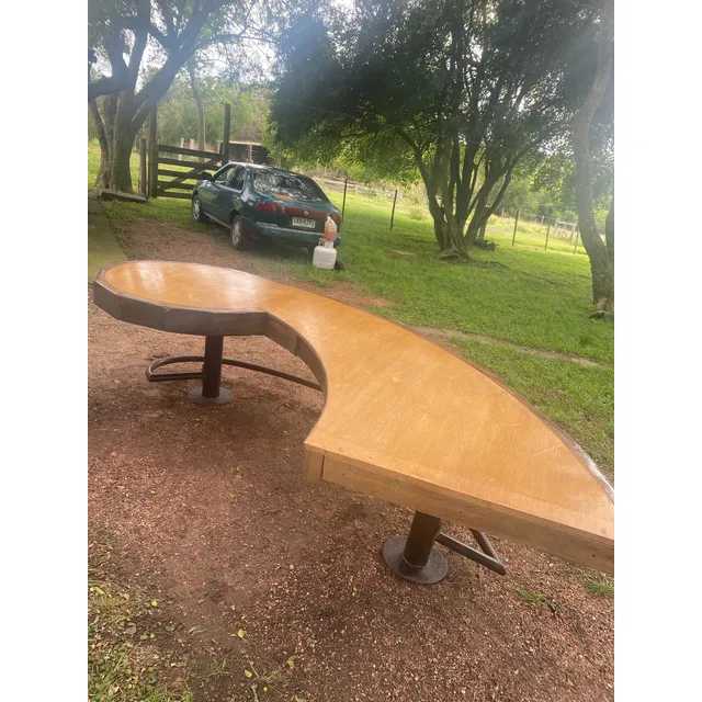 Barra Mostrador Roble De Barrica Antigua 3.5 Mts Firme Unica Roble Oscuro Y Claro