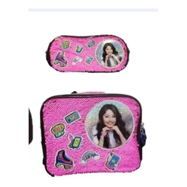 Lonchera Termica + Lapicera Soy Luna Lentejuelas Reversible