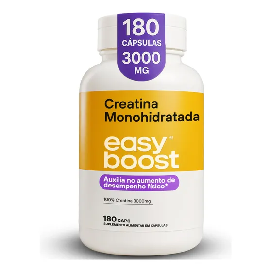 Creatina Monohidratada 100% Creatine Easy Boost Pura 180 Cápsulas Matéria Prima Importada