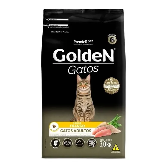 Ração Golden Para Gatos Adultos Sabor Frango 3kg