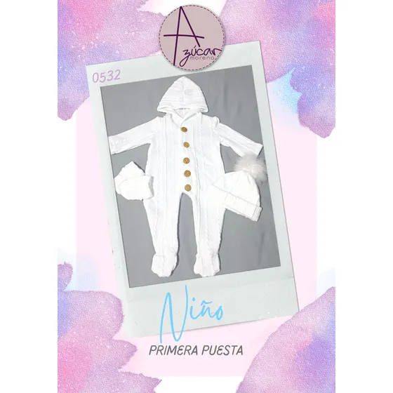 Conjunto Blanco De Primera Puesta Niño Con Capucha