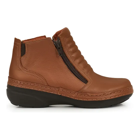 Botineta Mujer Bota Cuero Briganti Ancha Zapato - Mcbo24847
