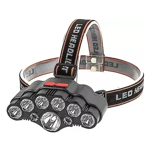 Linterna Minero Cabeza Recargable 8 Leds Potente 2 Baterias Color de la linterna Negro Color de la luz Blanco