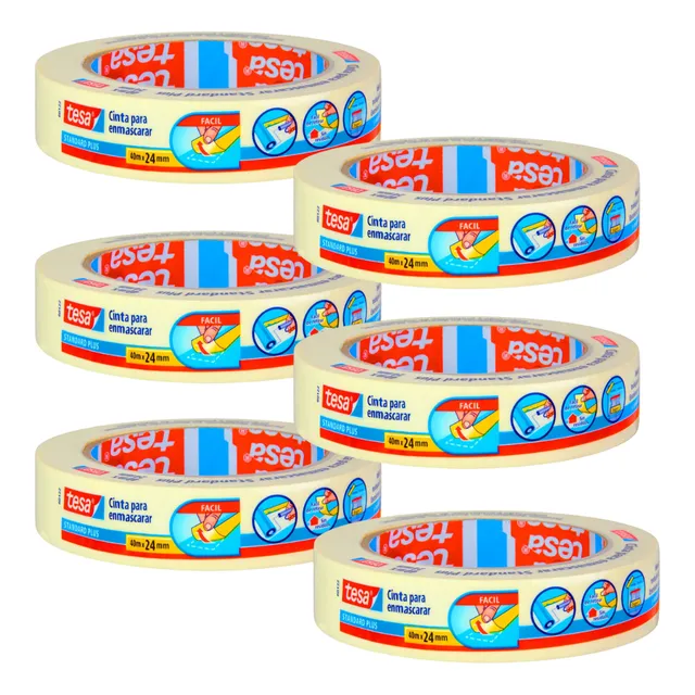Pack 6 Cinta Enmascarar Masking Tape 24mm X 40 Metros Tesa