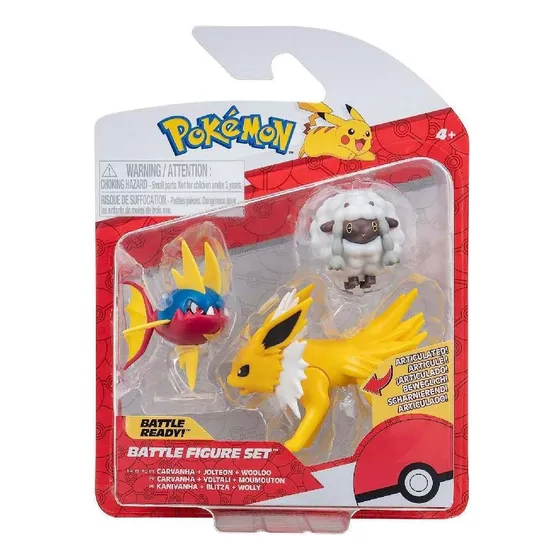 Figura Muñeco Pokemon Carvanha Jolteon Wooloo Pack Nuevo