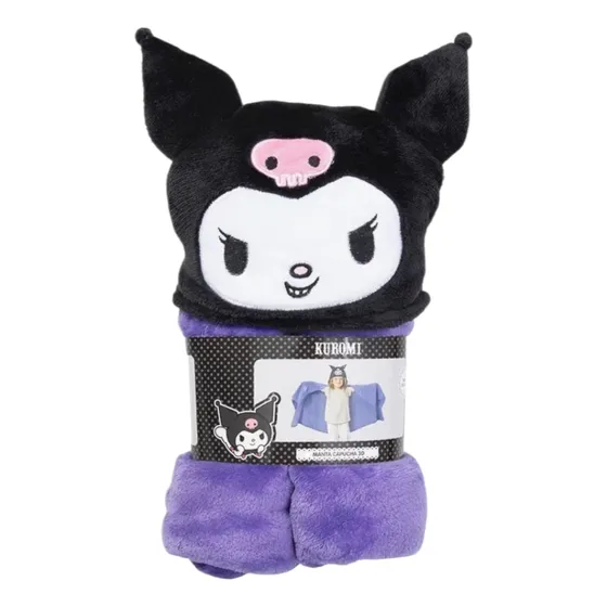 Manta Frazado Infantil Con Capucha Kuromi Hello Kitty Kuromy Negro