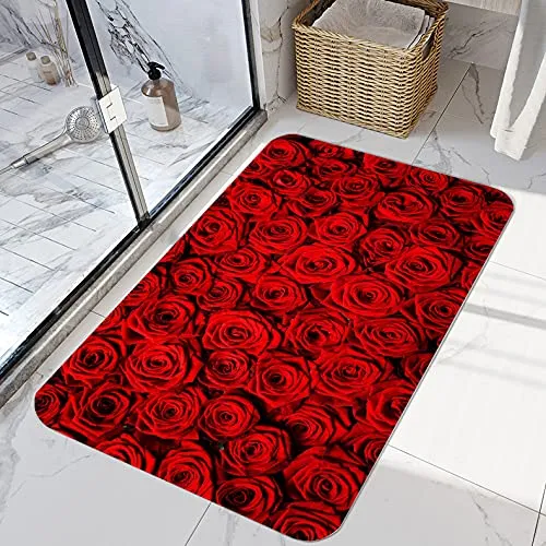 Tapete Baño Para Alfombra Piso Seda Decoracion 16 X 24  Flor